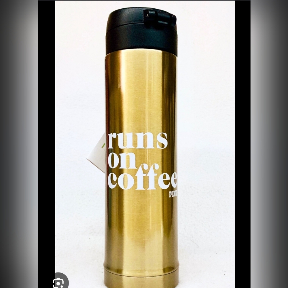 PINK Victoria's Secret Gold Travel Mug